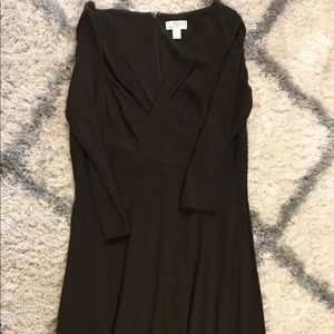 Brown V Neck Dress